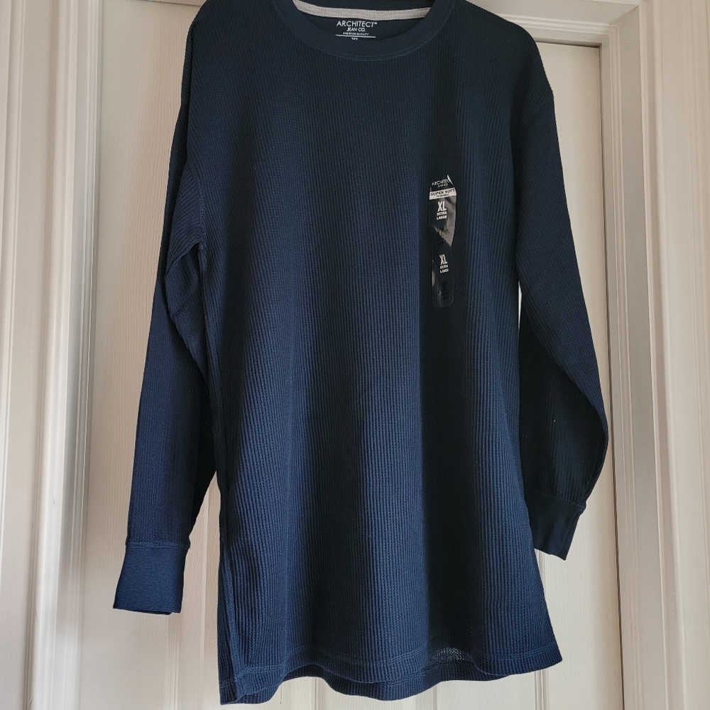 Architect Jean Co Mens Navy Blue Waffle Shirt XL